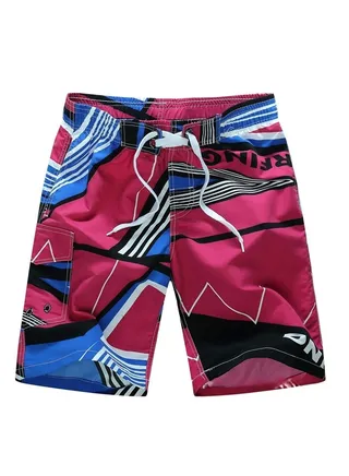 Men With Monogram Beach Shorts Red 