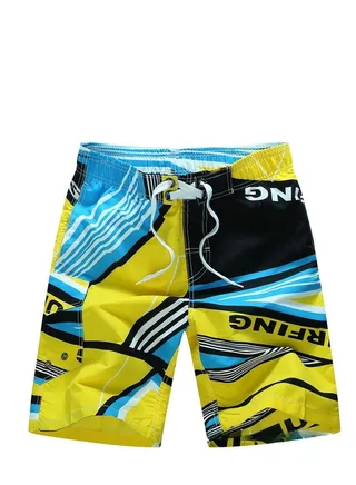 Men With Monogram Beach Shorts Yellow 