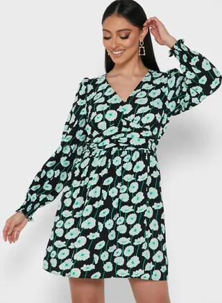 Printed Wrap Dress 