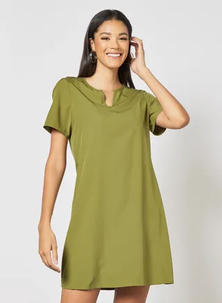Woven Mini Dress Khaki 