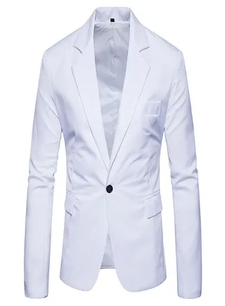 Men's Korean Slim Solid Suit White 