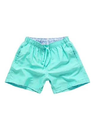 Summer Drawstring Beach Shorts Cyan 