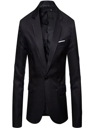 Men's British Fashion Solid Casual Suit Black 