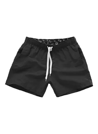 Summer Drawstring Beach Shorts Black 