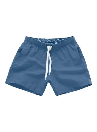Summer Drawstring Beach Shorts Navy Blue 