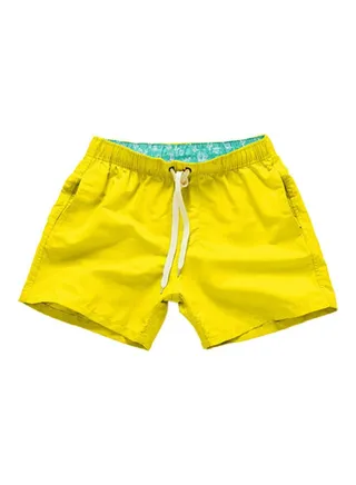 Summer Drawstring Beach Shorts Yellow 