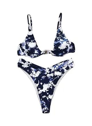 Women Bandage Push-Up Padded Bra Beach Bikini Set multicolour 