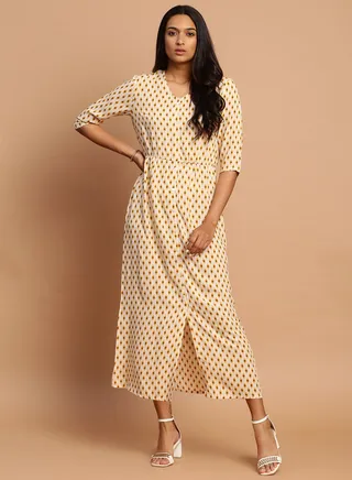 Stylish Midi Dress Yellow 