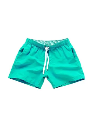 Solid Polyester Swim Shorts Green 