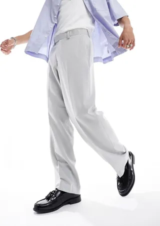 ASOS DESIGN smart wide leg pants in gray