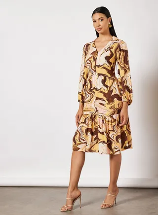 Marble Print Midi Dress