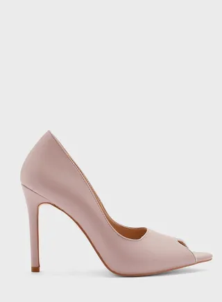 Metallic Trim Peep-toe Pointed Pump