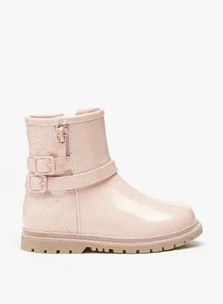 Girls Quilted Ankle Boots with Zip Closure 