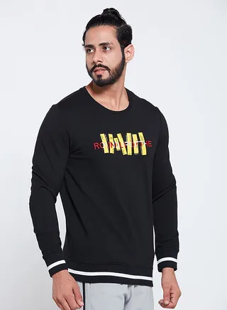Solid Long Sleeve Sweatshirt Black 