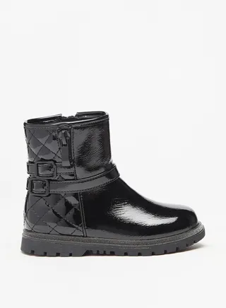 Girls Quilted Ankle Boots with Zip Closure 