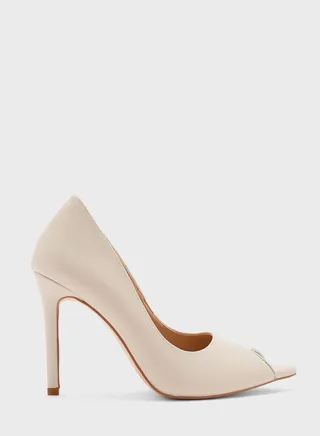 Metallic Trim Peep-toe Pointed Pump