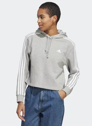 3 Stripe Essential French Terry Cropped Hoodie