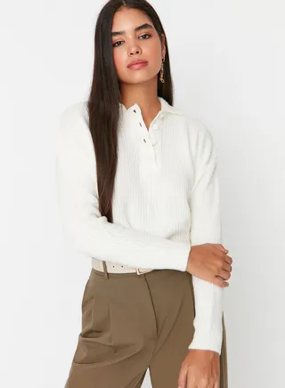 Button Ribbed Sweater