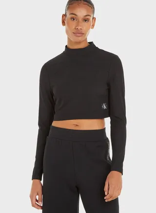 Crew Neck Crop Sweatshirt 
