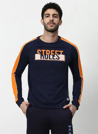 Regular Fit Sweatshirt Navy/Orange 