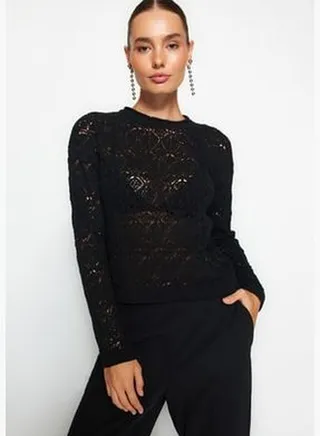 Black Openwork/Perforated Knitwear Sweater TWOAW24KZ00757