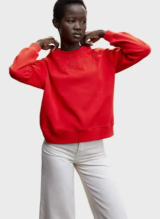 Openwork Crew Neck Sweatshirt 