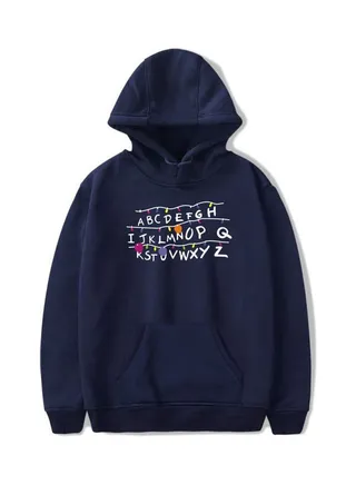 Fashion Stranger Things Printing Thickening Casual Pullover Hoodie Tops Dark Blue 
