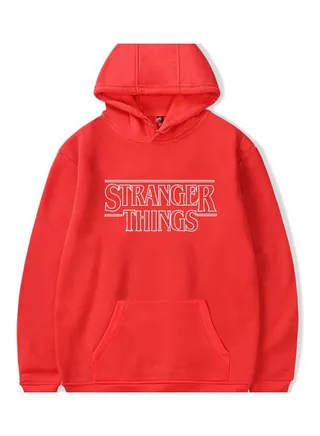 Fashion Stranger Things Printing Thickening Casual Pullover Hoodie Tops Red 