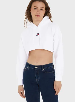 Logo Knitted Crop Hoodie 
