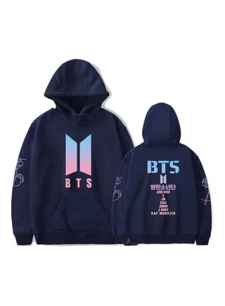 BTS Love Yourself Printing Hooded Sweatshirt Navy 
