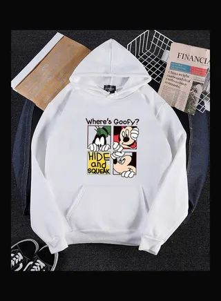 Mickey Mouse Printed Hoodie White 