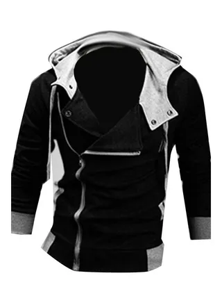 Men's Long Sleeve Side Zip Hoodie Black 