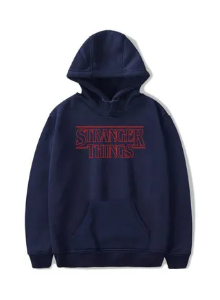 Men Fashion Stranger Things Printing Thickening Casual Pullover Dark blue 