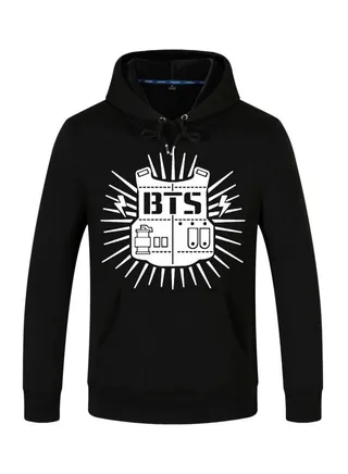 BTS Printed Polyester Hooded Sweatshirt Black/White 