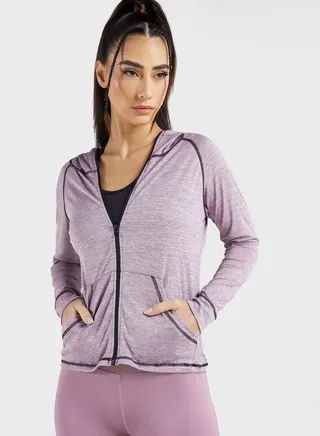 Contrast Detail Seamless Running Hoodie
