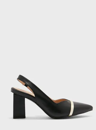 Metallic Trim Detail Slingback Pointed Pump