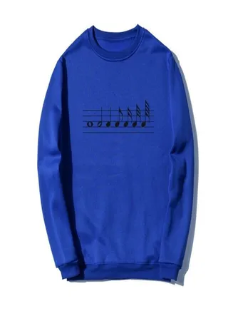 Music Notes Printed Sweatshirt Blue 