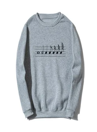 Music Notes Printed Sweatshirt Grey 