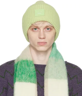 Acne Studios Green Ribbed Beanie