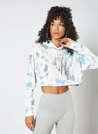 Tie Dye Cropped Hoodie Multicolour 