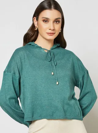 Essential Knit Hoodie Green 