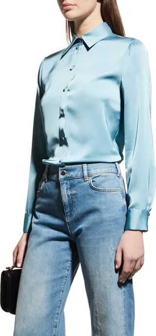Button-Down Satin Blouse