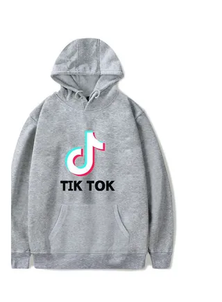 Tik Tok Printed Hoodie Grey/White/Black 