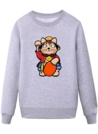 Cool Mens Cartoon Character Pattern Sweatshirt Grey 