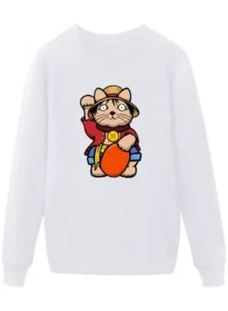 Cool Mens Cartoon Character Pattern Sweatshirt White 