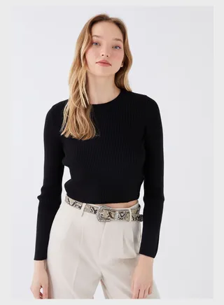 Ribbed Crop Sweatshirt