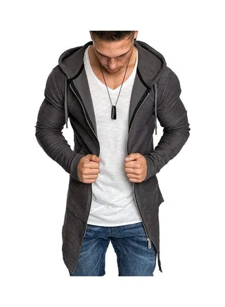 Long Sleeves Hooded Sweatshirt Grey 