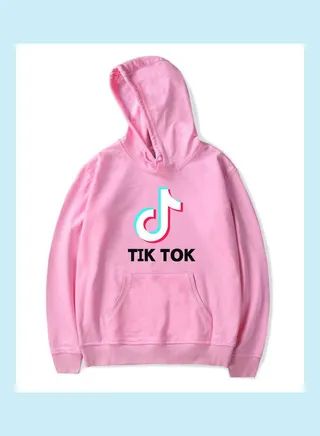 Loose Long Sleeve Hooded Sweatshirts pink 