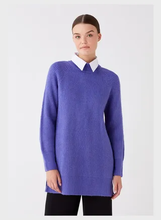 High Neck Ribbed Sweatshirt