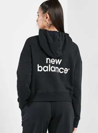 Essential Graphic Cropped Fleece Hoodie 
